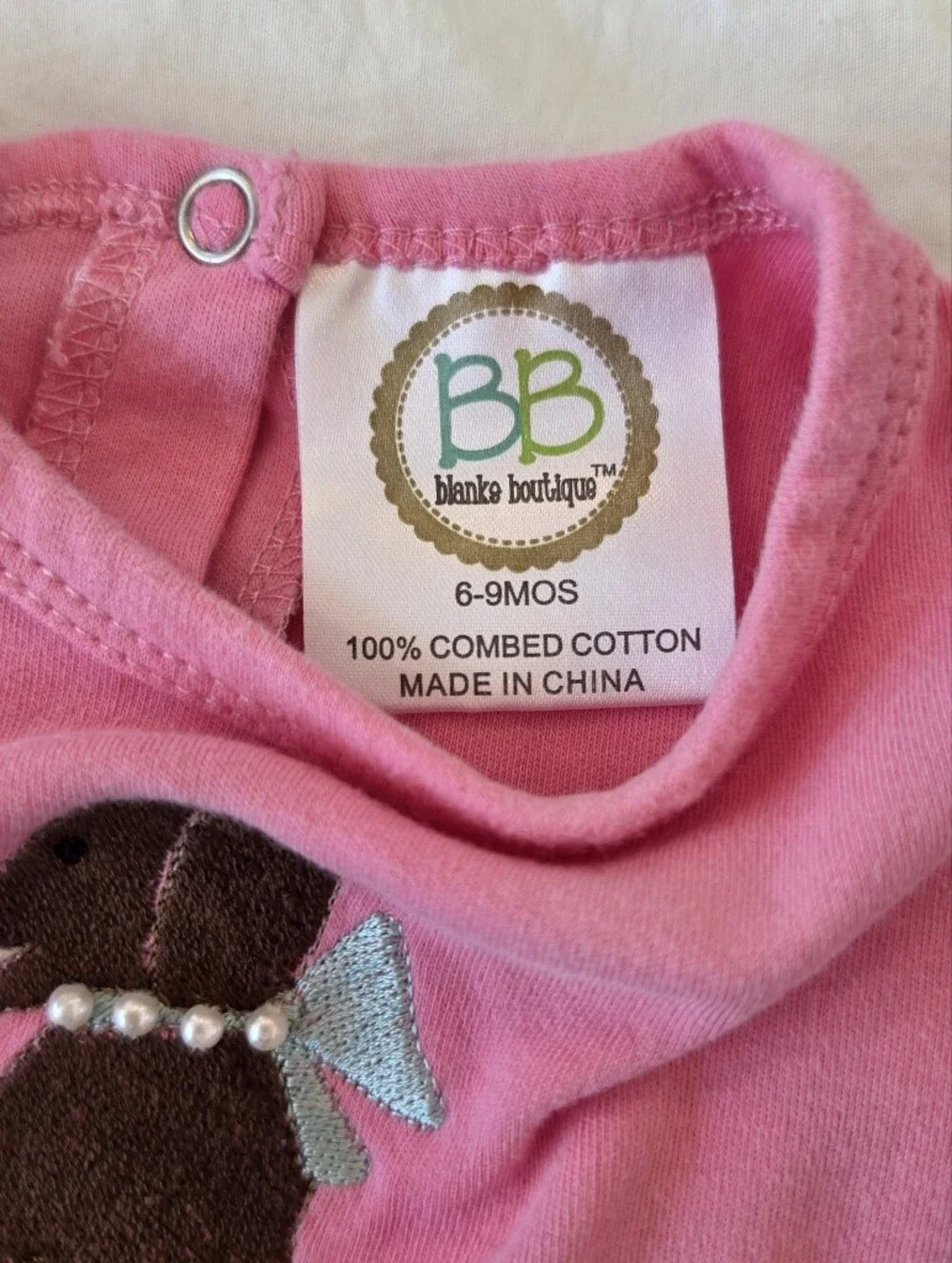 Blanke Boutique Pink Onesie W/ Chocolate Lab Puppy Monogrammed With ADALYN